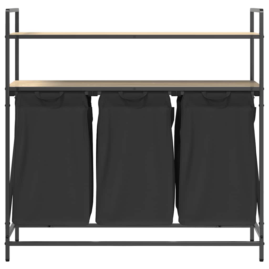 vidaXL Cesto Portabiancheria 3 Scomparti con Ripiani Rovere Sonoma