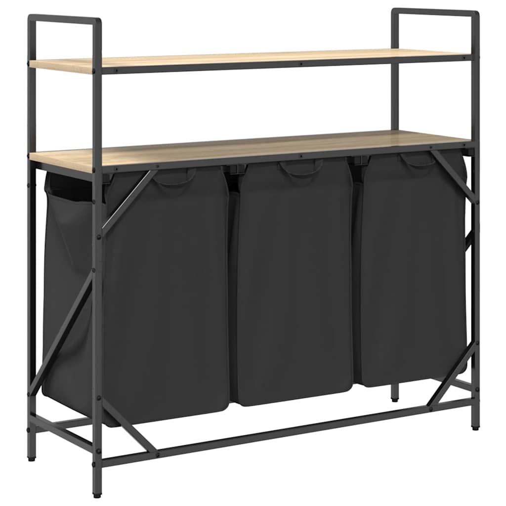 Cesto Portabiancheria 3 Scomparti con Ripiani Rovere Sonoma 859081