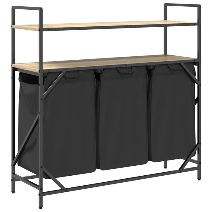 Cesto Portabiancheria 3 Scomparti con Ripiani Rovere Sonoma 859081