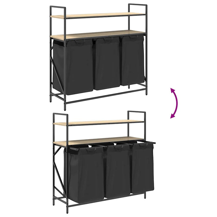 vidaXL Cesto Portabiancheria 3 Scomparti con Ripiani Rovere Sonoma