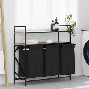 Cesto Portabiancheria 3 Scomparti con Ripiani Rovere Sonoma 859081