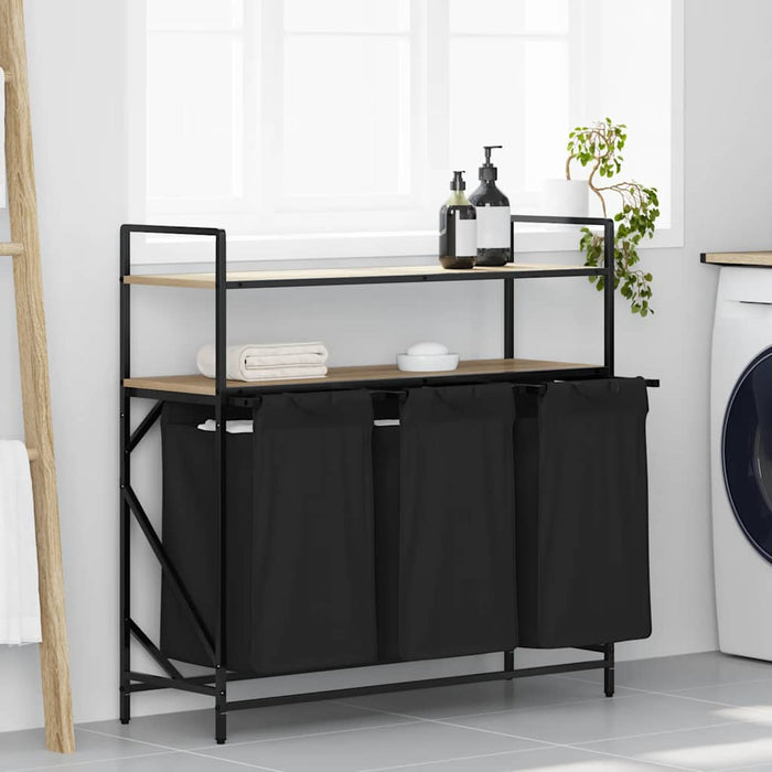 Cesto Portabiancheria 3 Scomparti con Ripiani Rovere Sonoma 859081