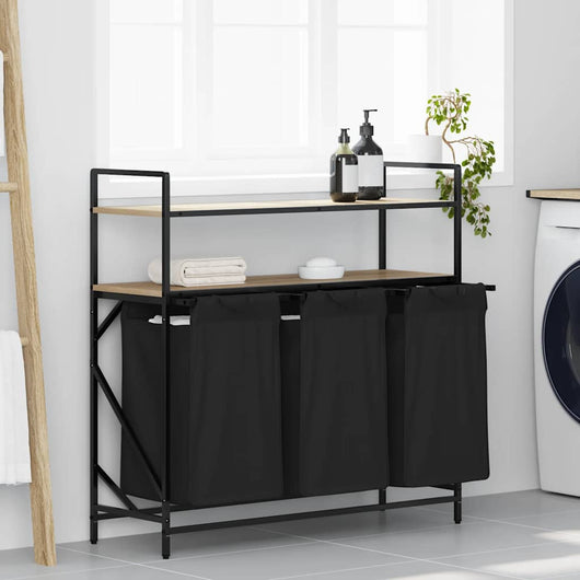 vidaXL Cesto Portabiancheria 3 Scomparti con Ripiani Rovere Sonoma