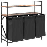 vidaXL Cesto della Biancheria 3 Scomparti con Ripiani Rovere Fumo