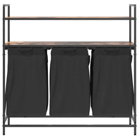 Cesto della Biancheria 3 Scomparti con Ripiani Rovere Fumo 859082