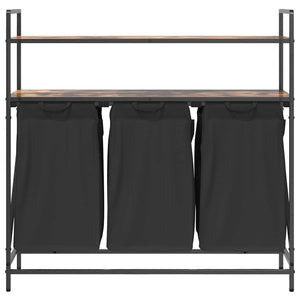 vidaXL Cesto della Biancheria 3 Scomparti con Ripiani Rovere Fumo