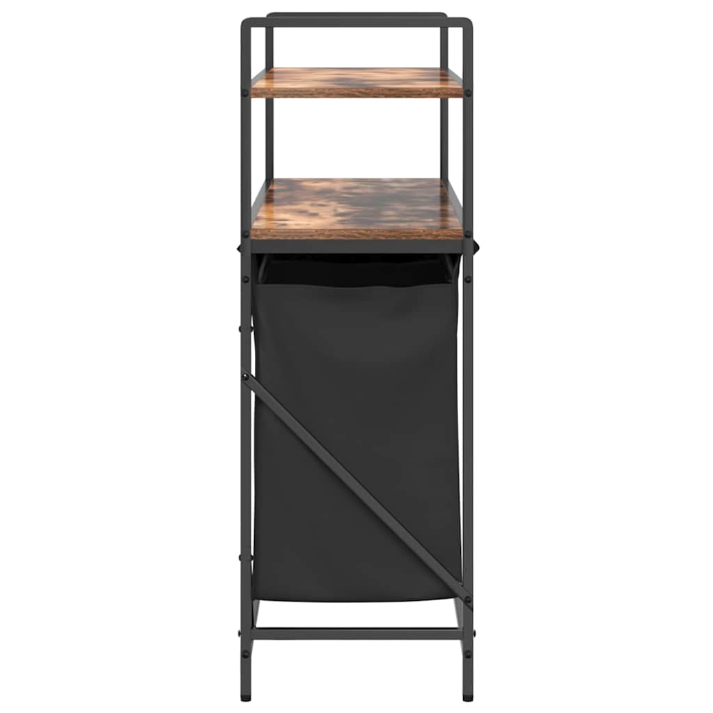 Cesto della Biancheria 3 Scomparti con Ripiani Rovere Fumo 859082