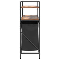 Cesto della Biancheria 3 Scomparti con Ripiani Rovere Fumo 859082