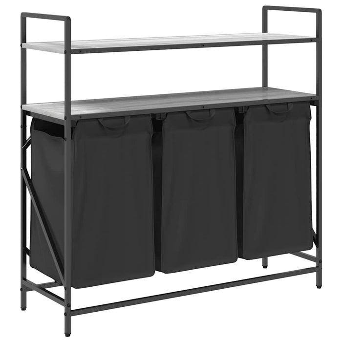 Cesto Portabiancheria 3 Scomparti con Ripiani Grigio Sonoma 859083