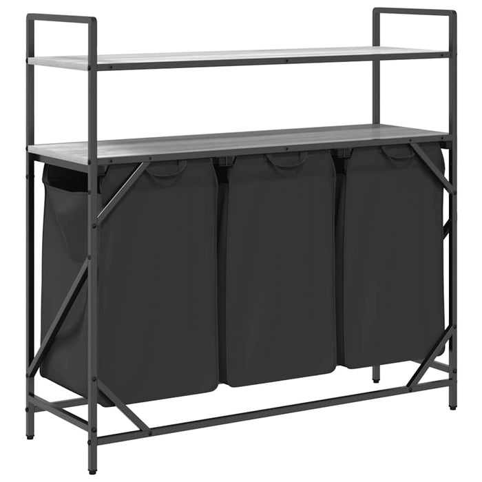 Cesto Portabiancheria 3 Scomparti con Ripiani Grigio Sonoma 859083