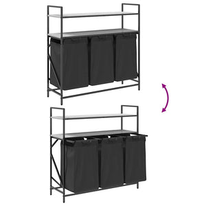 Cesto Portabiancheria 3 Scomparti con Ripiani Grigio Sonoma 859083