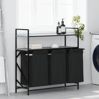 Cesto Portabiancheria 3 Scomparti con Ripiani Grigio Sonoma 859083