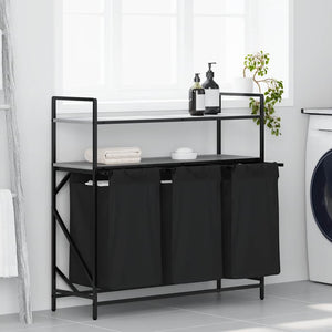 vidaXL Cesto Portabiancheria 3 Scomparti con Ripiani Grigio Sonoma