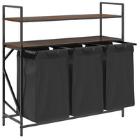 Cesto della Biancheria 3 Scomparti con Ripiani Rovere Marrone 859084