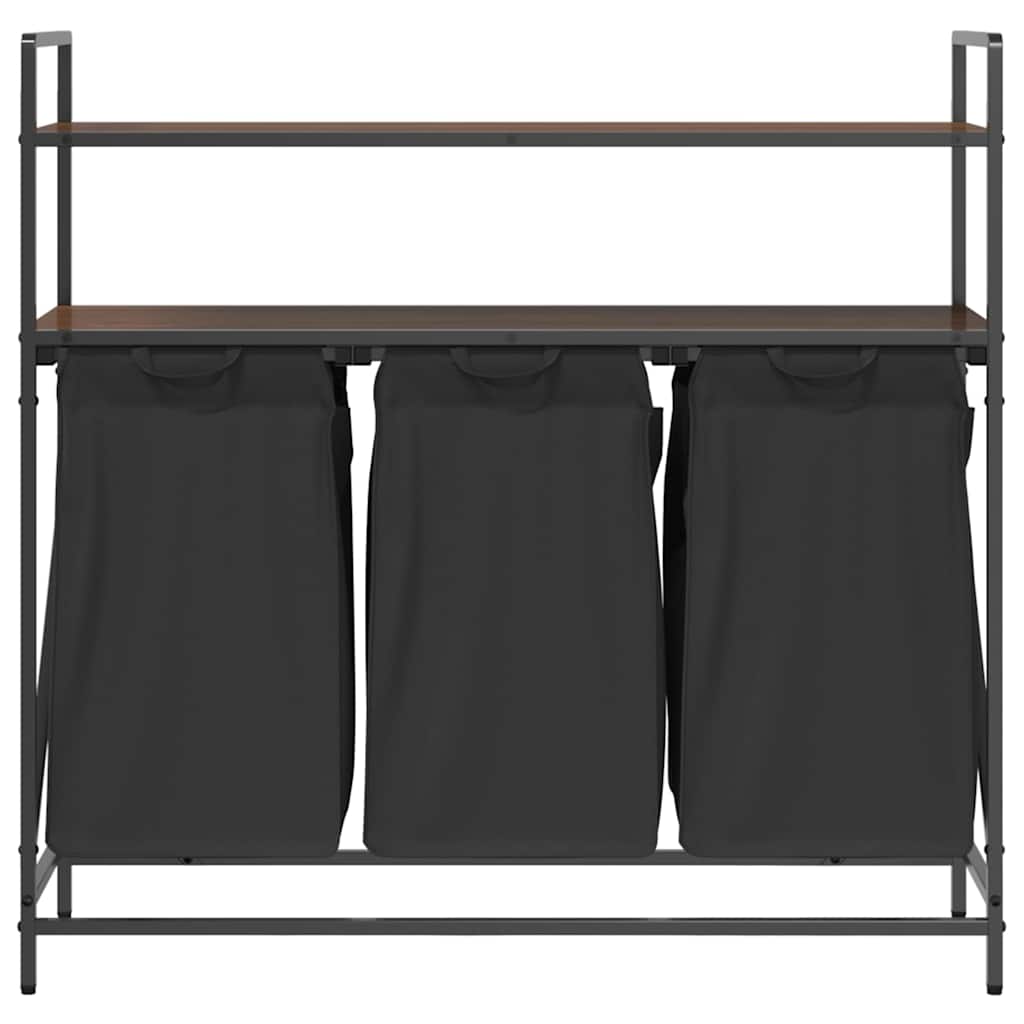 Cesto della Biancheria 3 Scomparti con Ripiani Rovere Marrone 859084