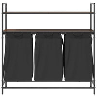 Cesto della Biancheria 3 Scomparti con Ripiani Rovere Marrone 859084