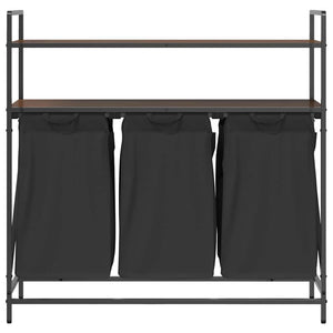 Cesto della Biancheria 3 Scomparti con Ripiani Rovere Marrone 859084