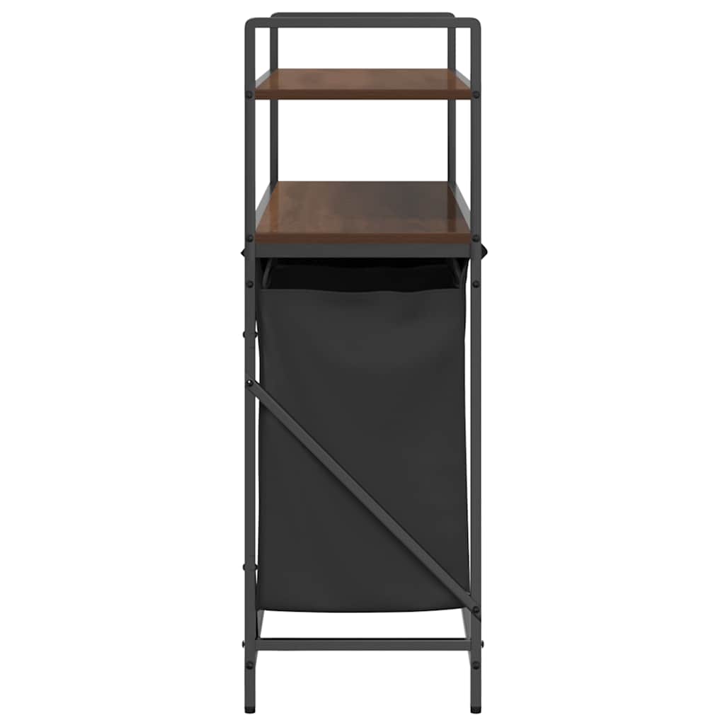 Cesto della Biancheria 3 Scomparti con Ripiani Rovere Marrone