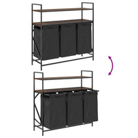 Cesto della Biancheria 3 Scomparti con Ripiani Rovere Marrone