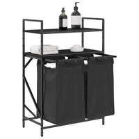 Cesto della Biancheria 2 Scomparti con Ripiani Rovere Nero 859085