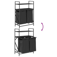 Cesto della Biancheria 2 Scomparti con Ripiani Rovere Nero 859085