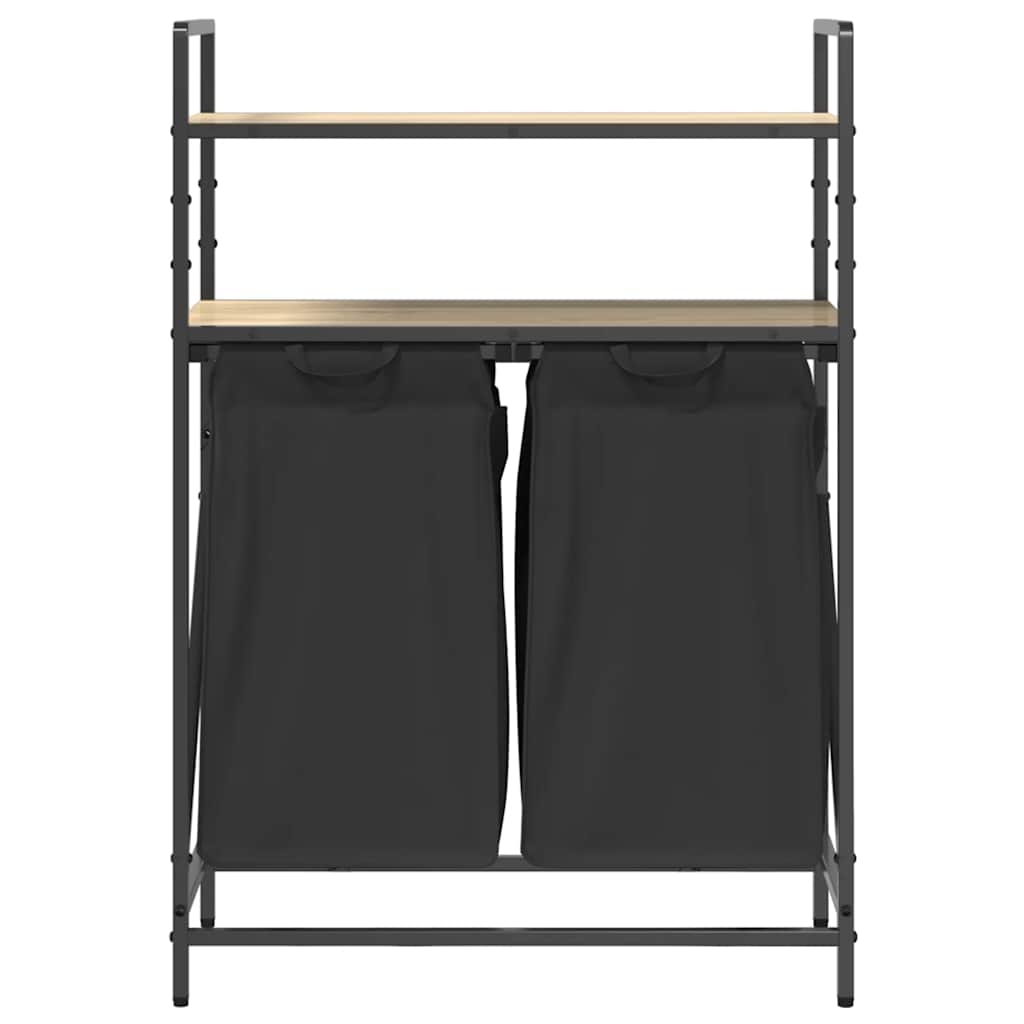 Cesto Portabiancheria 2 Scomparti con Ripiani Rovere Sonoma 859086