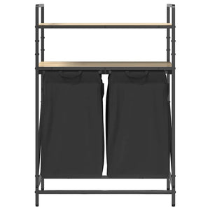 Cesto Portabiancheria 2 Scomparti con Ripiani Rovere Sonoma