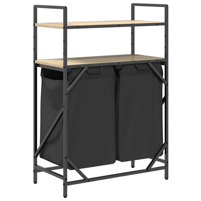 Cesto Portabiancheria 2 Scomparti con Ripiani Rovere Sonoma 859086