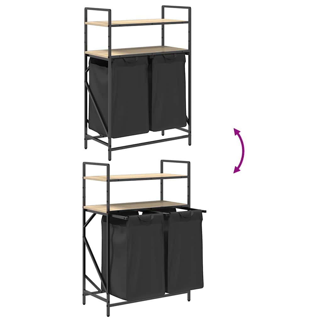 Cesto Portabiancheria 2 Scomparti con Ripiani Rovere Sonoma 859086