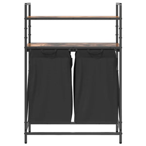 Cesto della Biancheria 2 Scomparti con Ripiani Rovere Fumo 859087