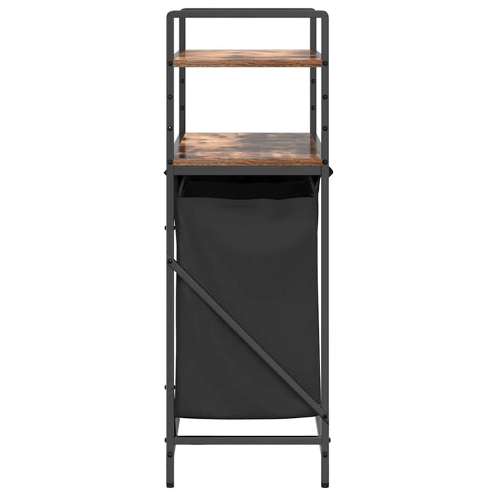 Cesto della Biancheria 2 Scomparti con Ripiani Rovere Fumo