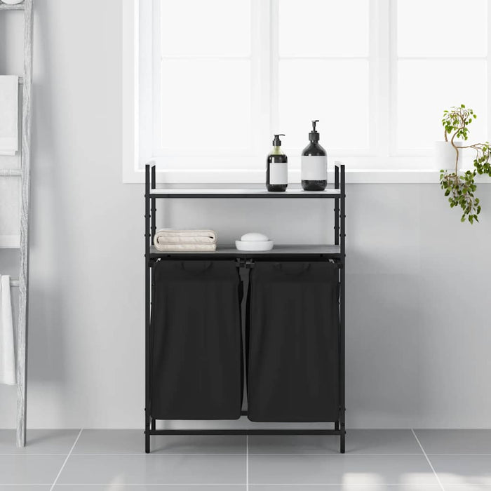 Cesto Portabiancheria 2 Scomparti con Ripiani Grigio Sonoma 859088