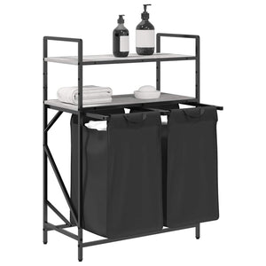 Cesto Portabiancheria 2 Scomparti con Ripiani Grigio Sonoma 859088