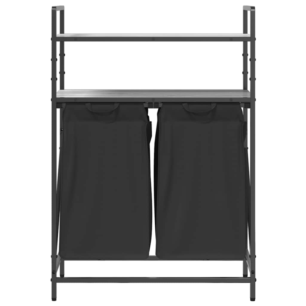 vidaXL Cesto Portabiancheria 2 Scomparti con Ripiani Grigio Sonoma