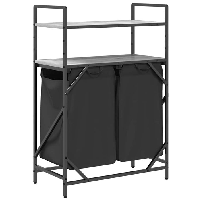 vidaXL Cesto Portabiancheria 2 Scomparti con Ripiani Grigio Sonoma