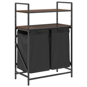 Cesto della Biancheria 2 Scomparti con Ripiani Rovere Marrone 859089