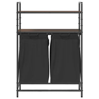 Cesto della Biancheria 2 Scomparti con Ripiani Rovere Marrone 859089