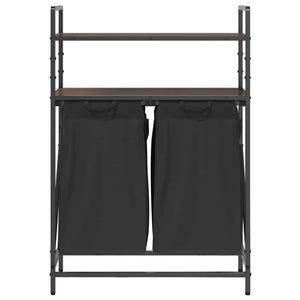 Cesto della Biancheria 2 Scomparti con Ripiani Rovere Marrone 859089