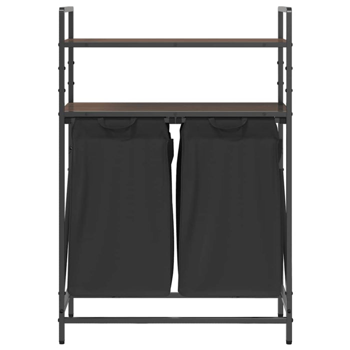 Cesto della Biancheria 2 Scomparti con Ripiani Rovere Marrone 859089