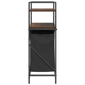 Cesto della Biancheria 2 Scomparti con Ripiani Rovere Marrone 859089