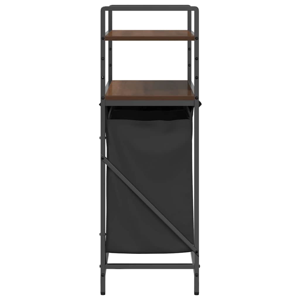 vidaXL Cesto della Biancheria 2 Scomparti con Ripiani Rovere Marrone