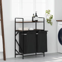 Cesto della Biancheria 2 Scomparti con Ripiani Rovere Marrone 859089