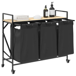 Cesto per la Biancheria 3 Scomparti con Ruote Rovere Sonoma 859091