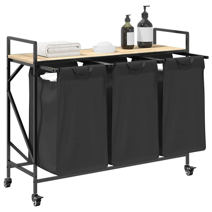 Cesto per la Biancheria 3 Scomparti con Ruote Rovere Sonoma 859091