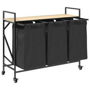 Cesto per la Biancheria 3 Scomparti con Ruote Rovere Sonoma 859091