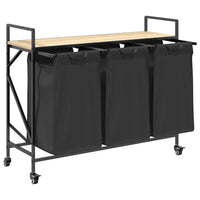 Cesto per la Biancheria 3 Scomparti con Ruote Rovere Sonoma