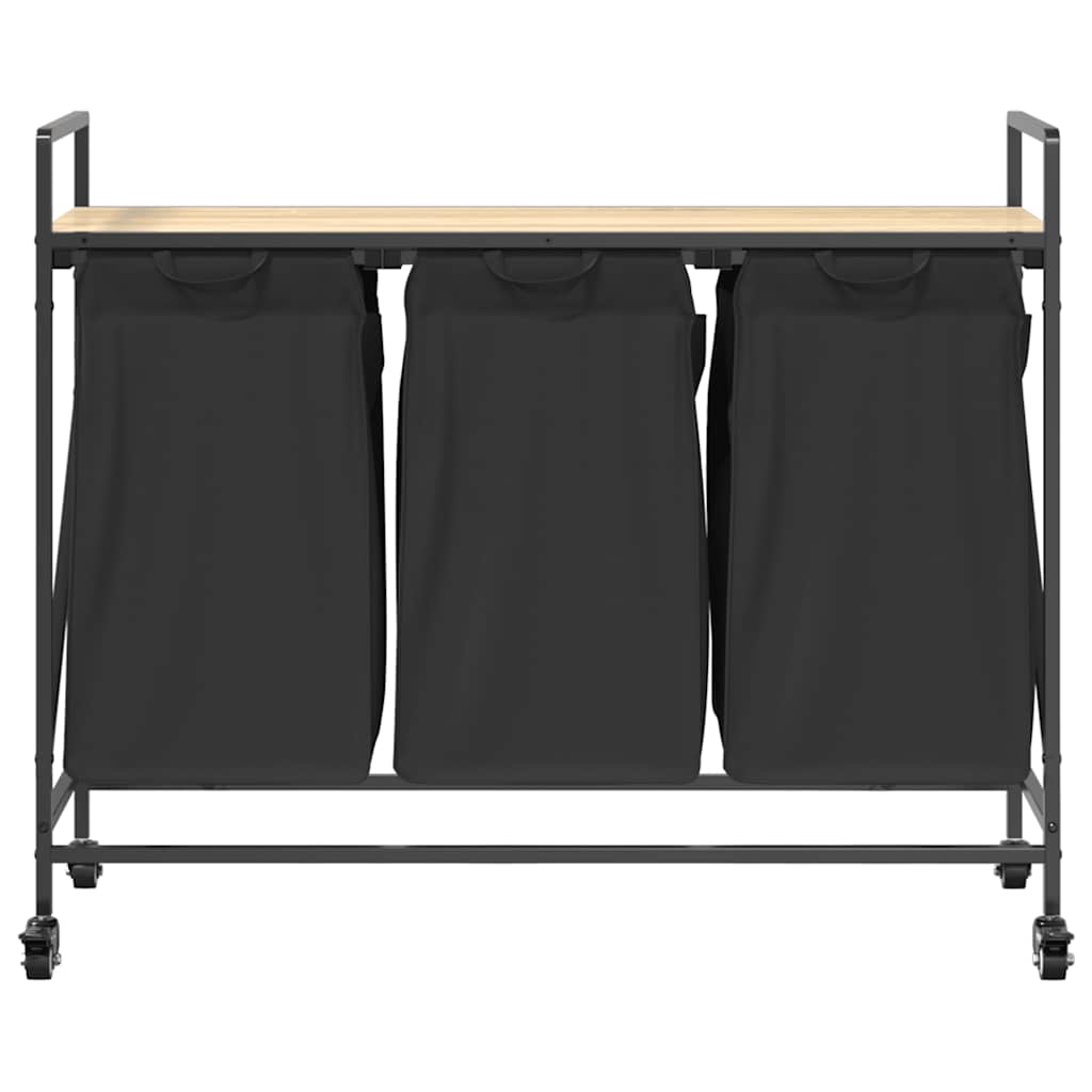 Cesto per la Biancheria 3 Scomparti con Ruote Rovere Sonoma 859091