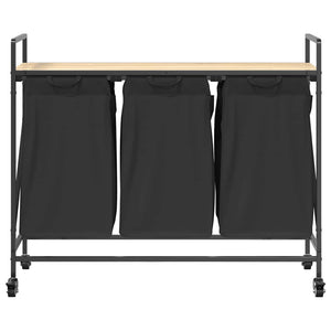 Cesto per la Biancheria 3 Scomparti con Ruote Rovere Sonoma