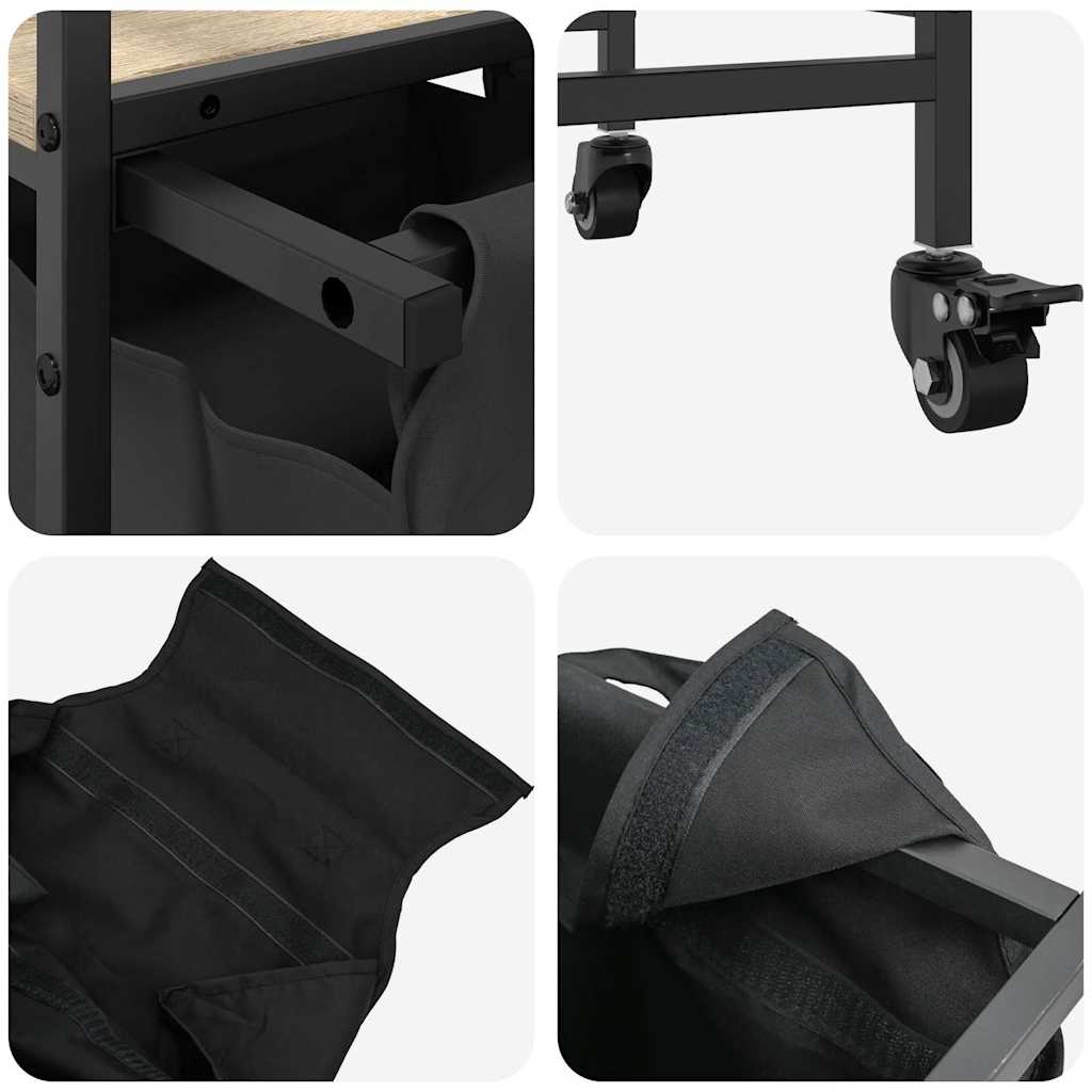 Cesto per la Biancheria 3 Scomparti con Ruote Rovere Sonoma