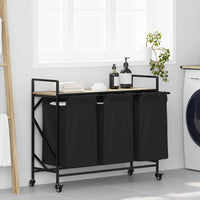 Cesto per la Biancheria 3 Scomparti con Ruote Rovere Sonoma 859091